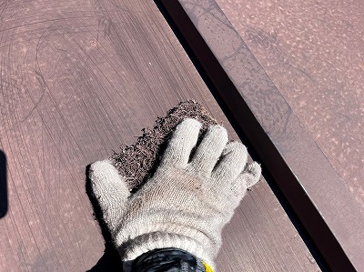 富士川町　瓦棒屋根　塗装工事　ケレン　さび　除去